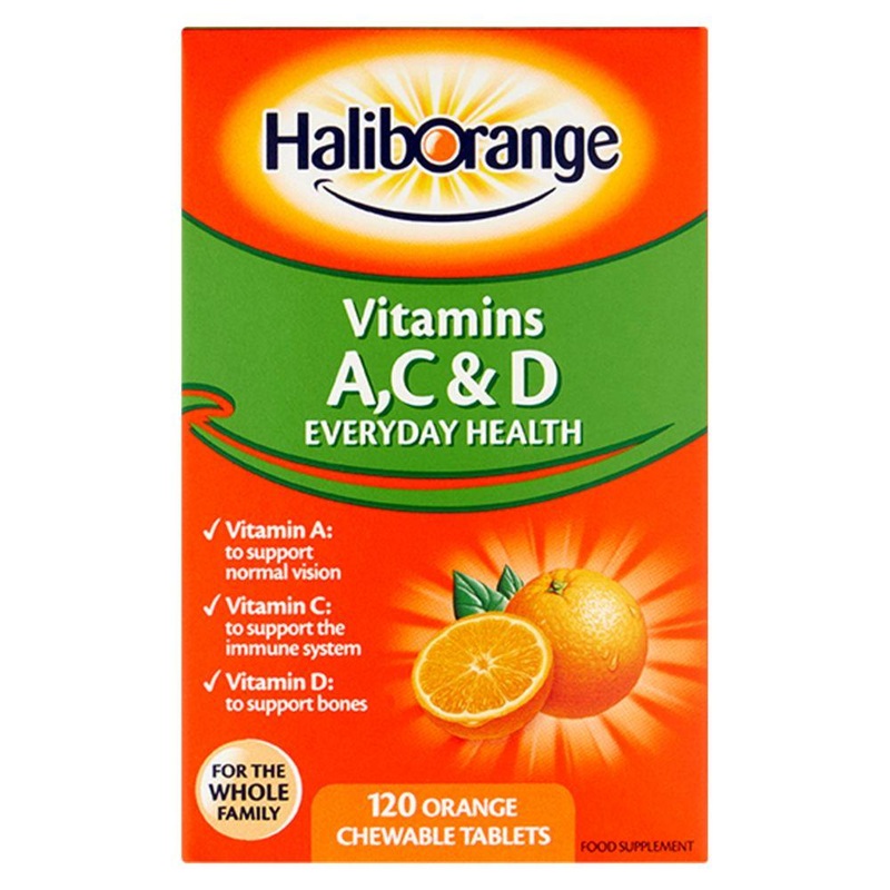 Vitamins A, C & D – 120 Orange Flavour Chewable Tablets