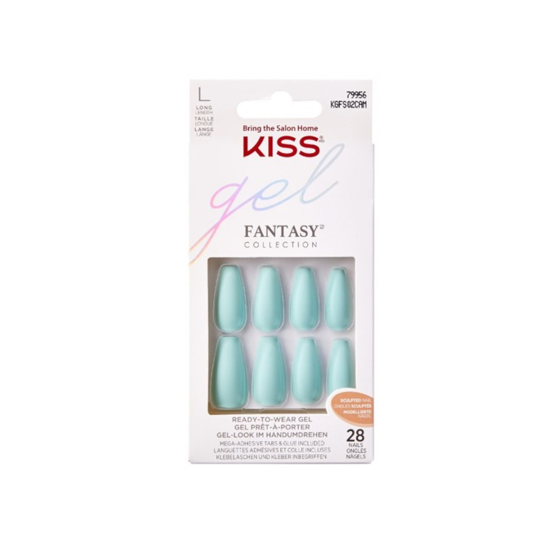 Kiss Gel Fantasy 28 Long Length Nails 79956 Turquoise