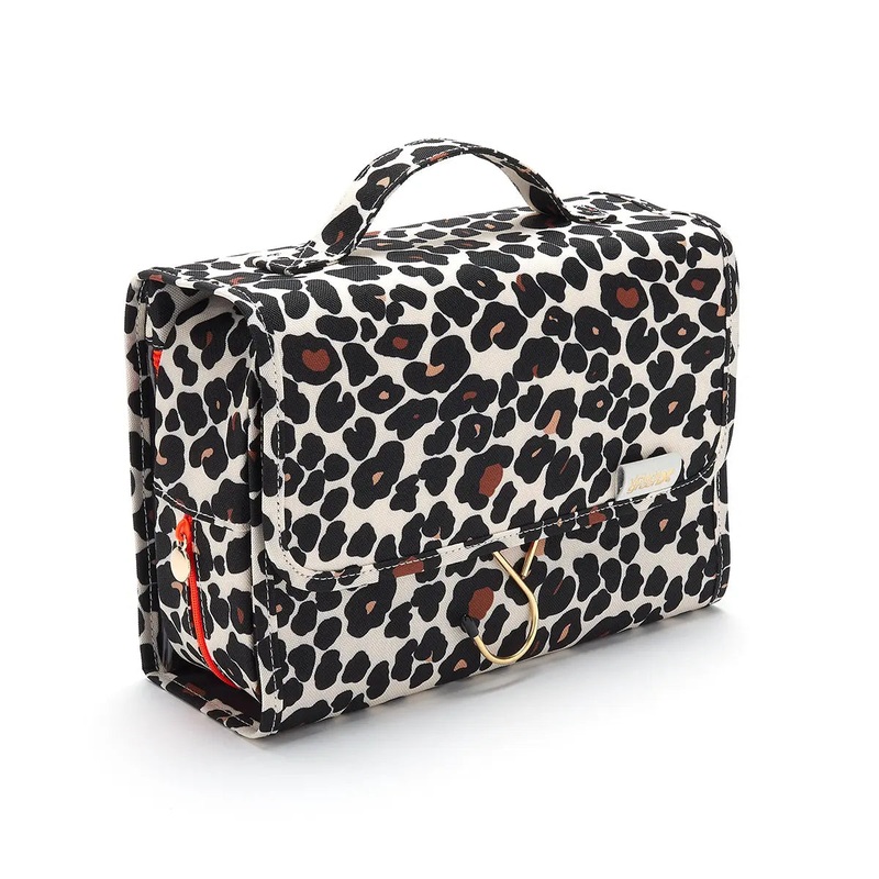 Victoria Green ‘Emma’ 3 in 1 Hanging Wash Bag in Leopard Tan