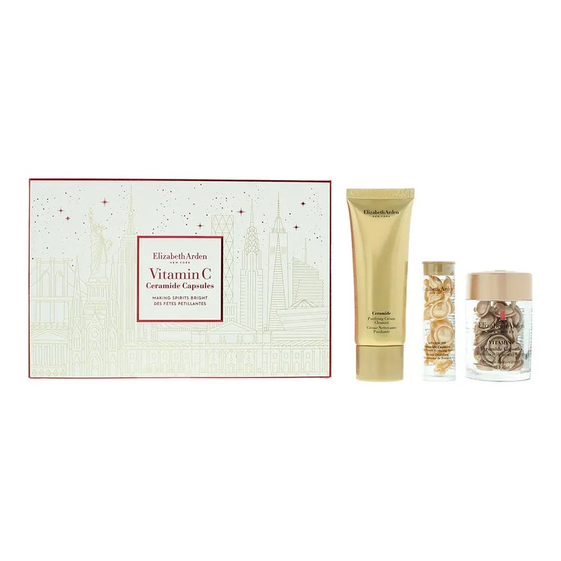 Elizabeth Arden Vitamin C 3 Piece Gift Set: Ceramide Radiance Renewal Serum Capsules 30pcs – Ceramide Daily Youth Restoring Serum Capsules 14pcs –