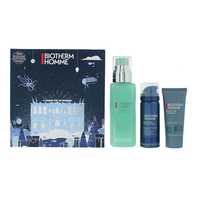 Biotherm Homme Aqua Power 3 Piece Gift Set: Cleansing Gel 40ml – Shaving Foam 50