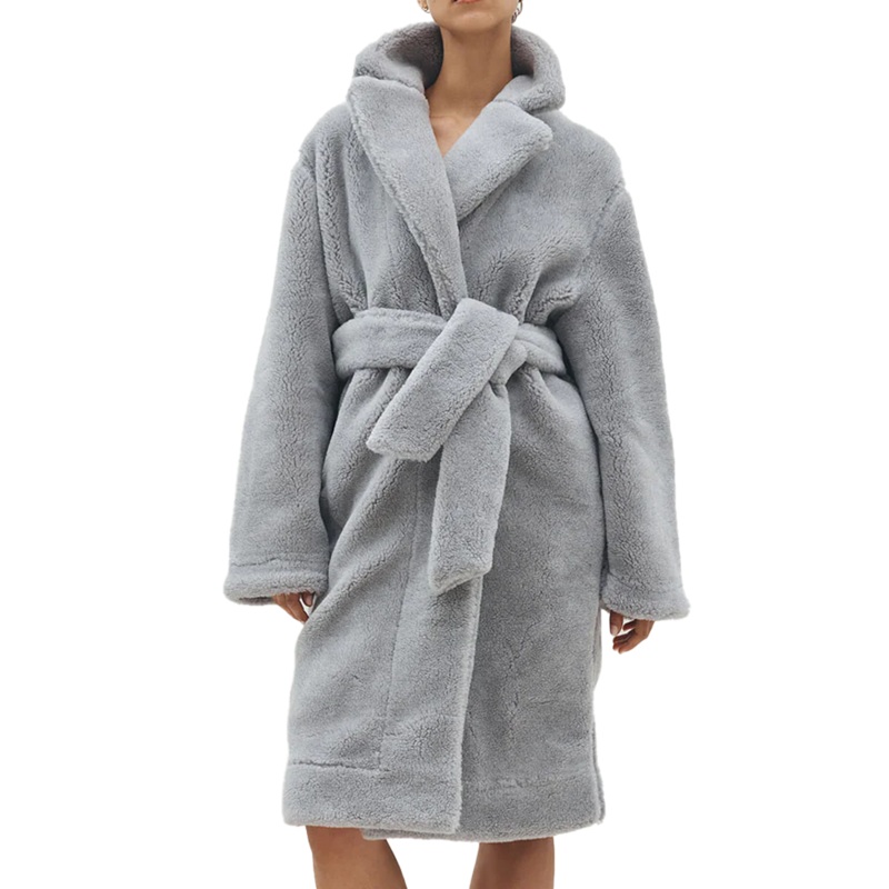 Merino Knit Fleece Bath Robe – Unisex – Platinum Slate – M