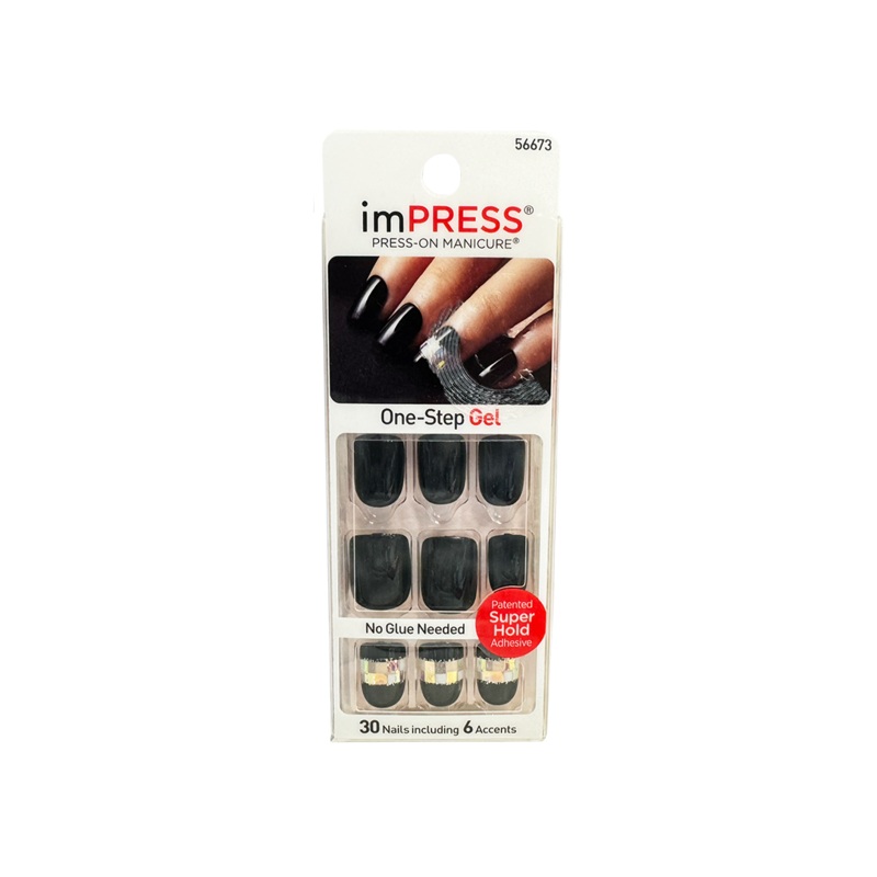 Kiss Impress 24 Nails Text Appeal Black Strip 56673