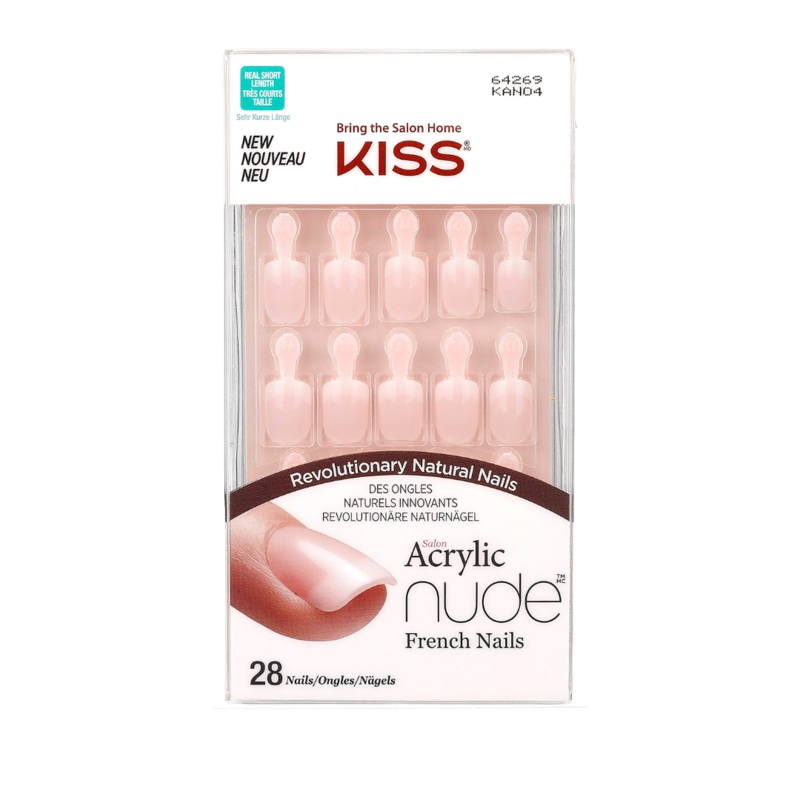 Kiss Salon Acrylic Nude French Nails Short Length 64269