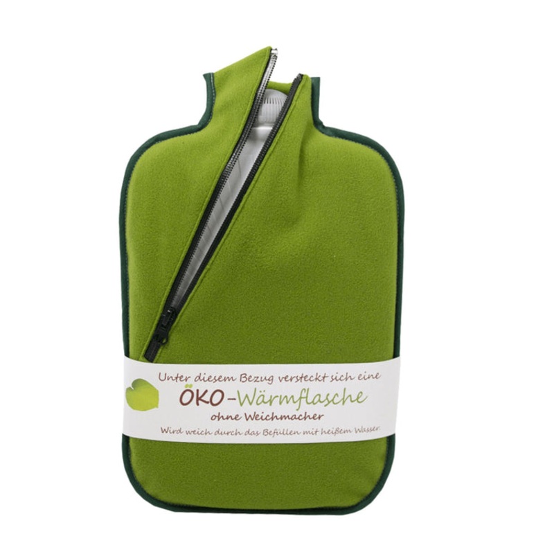 Eco Hot Water Bottle with Green Zip Cover