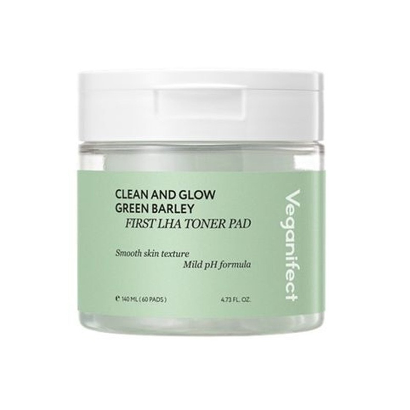 Veganifect Clean And Glow Green Barley First LHA Toner Pad 60 sheets