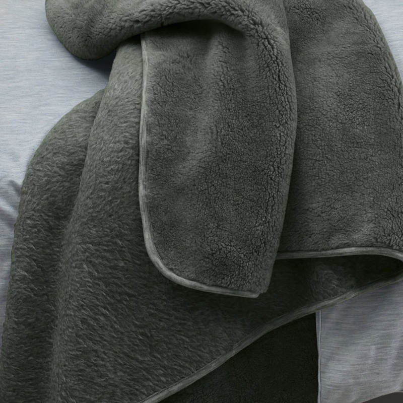 Merino Knit Reversible Fleece Throw – Olive Grove