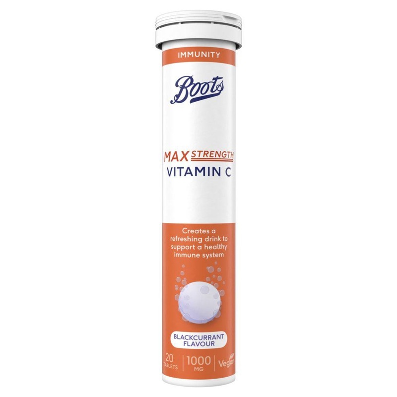 Blackcurrant Flavour Effervescent Vitamin C 1000 Mg 20 Tablets