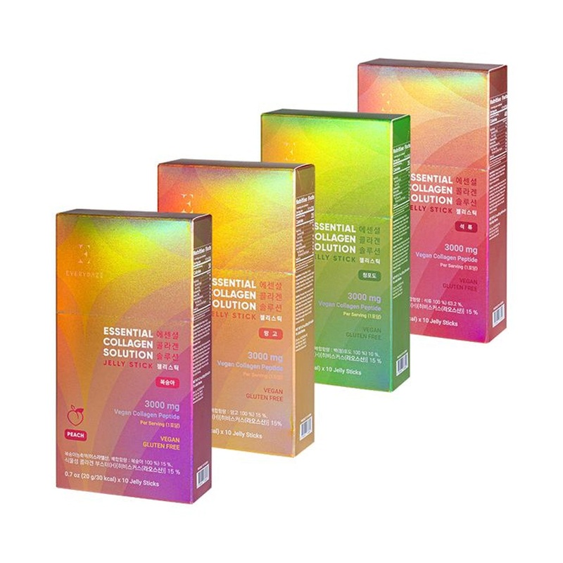 Everydaze Vegan Collagen Jelly Stick 4-Flavor Set (10 Sticks per Flavor)