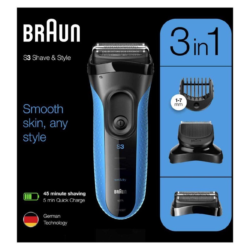 Series 3Shave&Style310Bt Electric Shaver,Wet & Dry Razor For Men, Black/Blue