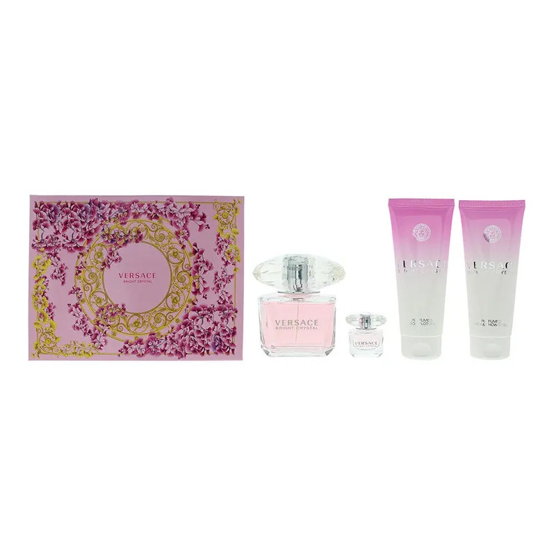 Versace Bright Crystal 4 Piece Gift Set: Eau de Toilette 90ml – Shower Gel 100ml