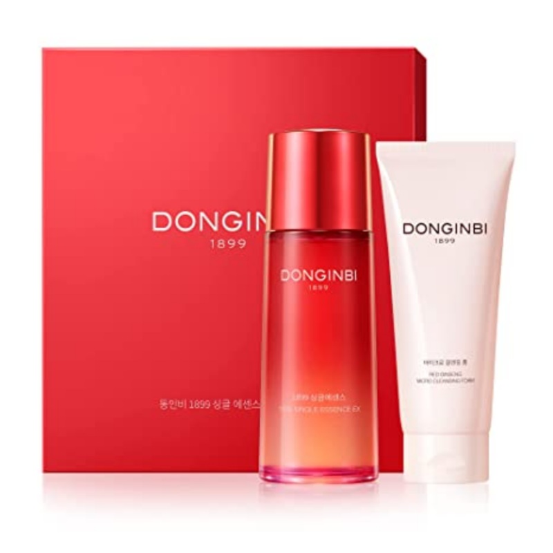 DONGINBI 1899 Single Essence EX 70ml & Cleansing Foam 50ml Special Set – Anti-Aging face essence with Korean Red Ginseng for Radiance and Repair