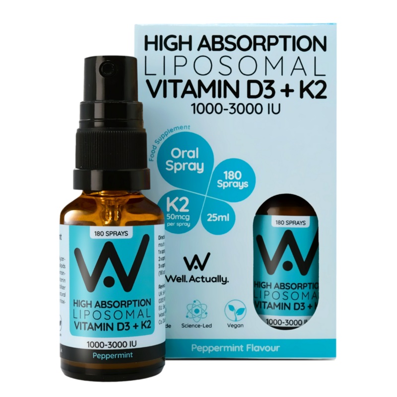 Vitamin D3 (2000 IU) + K2 (100g) – Liposomal Spray – Peppermint Flavour 25ml