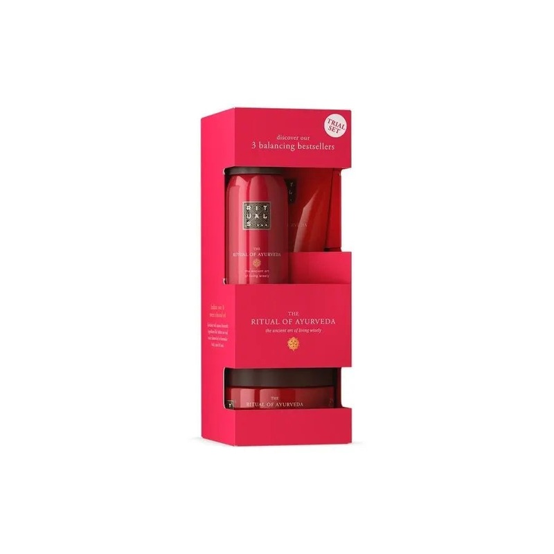 RITUALS AYURVEDA SET: BODY SCRUB 125G+ BODY CREAM 70ML  + FOAMING SHOWER GEL 50ML