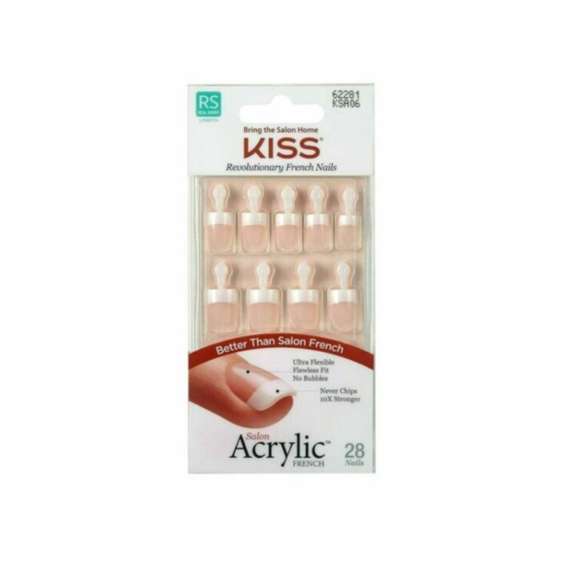 Kiss Salon Acrylic French Real Short 28 Nails 62281