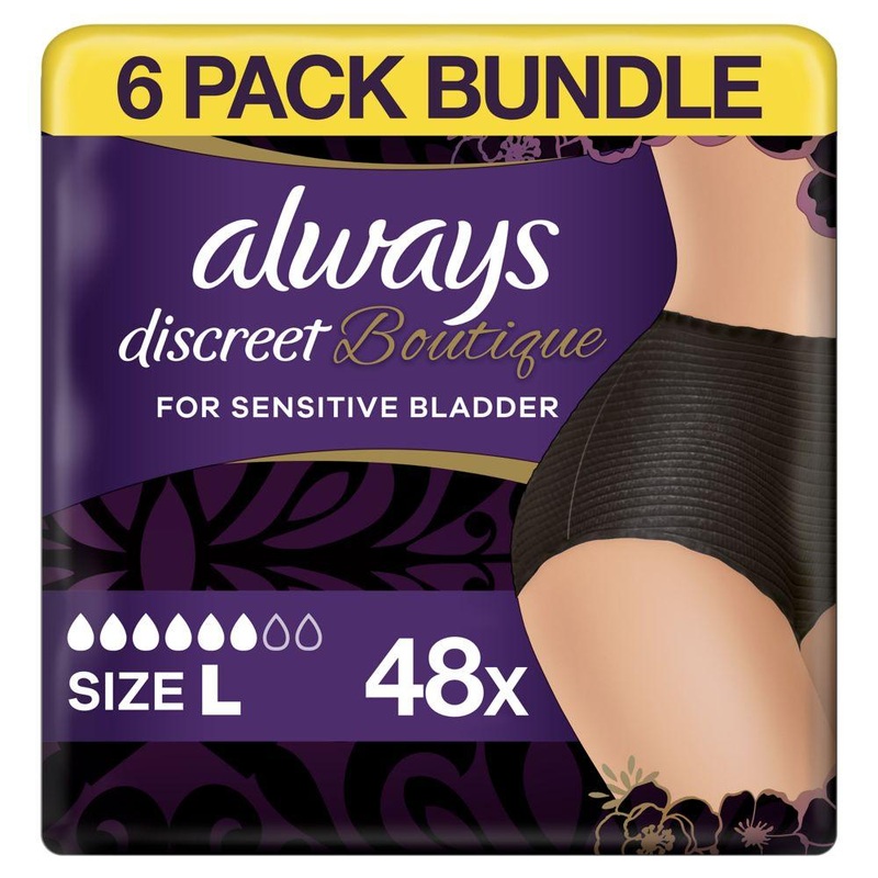 Discreet Boutique Underwear Incontinence Pants Plus Large Black – 48 Pants (6 Pack Bundle)
