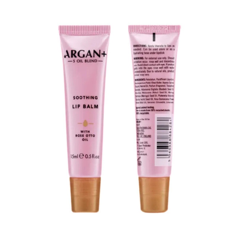 Argan + Soothing Lip Balm W Rose Otto Oil 15ml