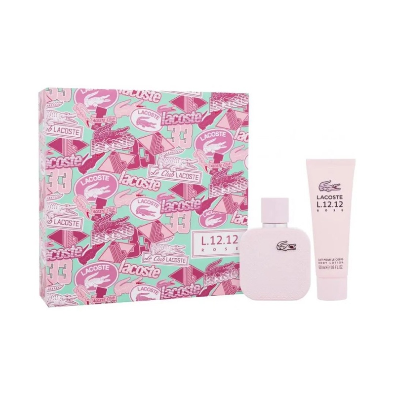 Lacoste Eau De Lacoste L.12.12 Rose 2 Piece Gift Set: Eau de Parfum 50ml – Body